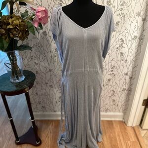 LOFT Outlet Blue and White Striped Dress